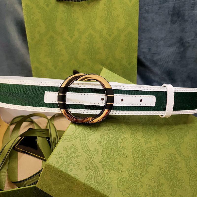 

Casual Designer Belt Womens Genuine Leather Belts Mens Golden Silver Buckle Belts Fashion Luxury Cintura Ceintures 3.8cm Width 2204076WU, Army green