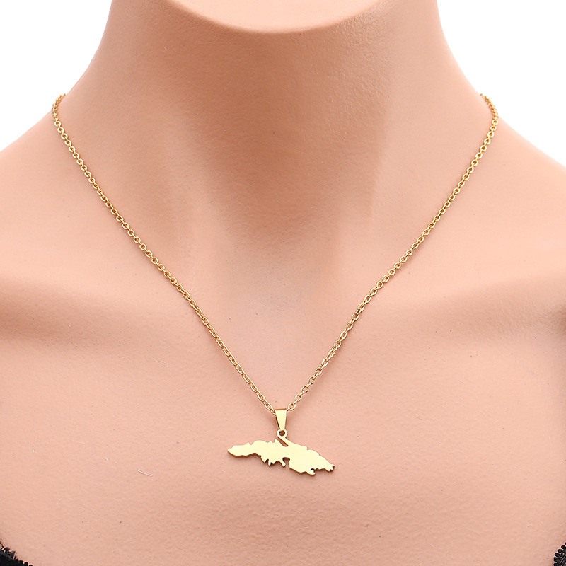 

Europe And The United States Stainless Steel St Thomas Island Map Pendant Necklace