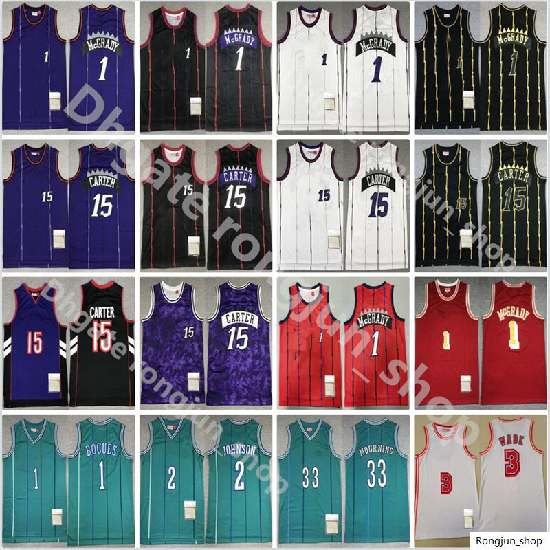 

Mitchell and Ness Retro Stitched Men Basketball Vince 15 Carter Tracy 1 McGrady Alonzo Mourning Larry Tyrone Bogues Johnson Wade Jerseys Vintage, Picture