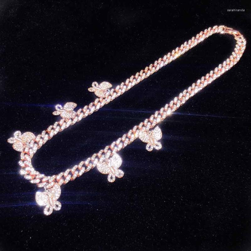 

Chains Multicolor 8mm Miami Cuban Curb Chain Necklace Dragon Lock Clasp Six Butterfly Ch Arm Girls T Show Hip Hop CZ Jewelry NecklacesChains