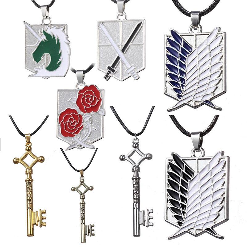 

Chains 2022 Attack On Titan Necklace Of Freedom Eren Key Shingeki No Kyojin Pendants Anime Jewelry Leather Rope