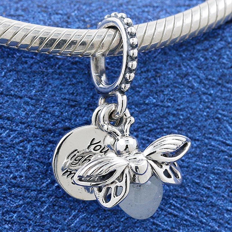 925 STERLING Silver Charm Charme original Glow-in-The Dark Firefly Vous allumez ma vie Perles de suspension Perle Fit Charms Bracelet Bijoux Bijo