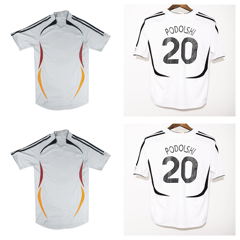 

Retro soccer jerseys 2006 Home White Classic Vintage MULLER KLINSMANN Schweinsteiger KLOSE LAHM Podolski Ballack Camiseta Football Jersey For Men Shirt, 06 home