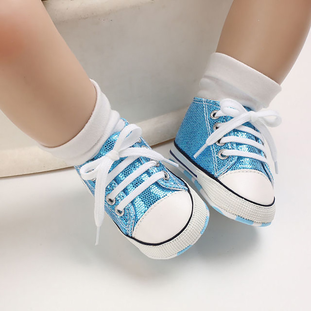 

3pairs/6pcs Popular Baby First Walkers Shoes Newborn Canvas Classic Sequined Toddler shoes High-top Soft-soled Non-slip Sneakers
