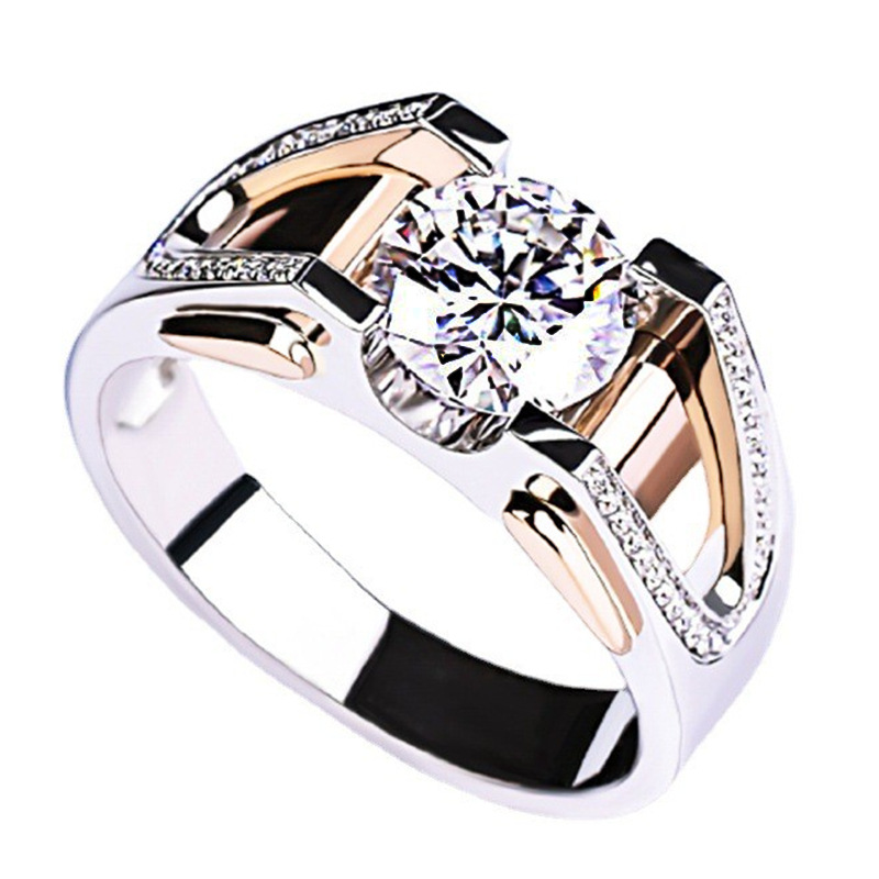 

Fashion Jewelry Ring Rose Gold Plated Platinum Two Tone Rings Moissanite Rings Punk Rough Personality Mature Taste Men and Women