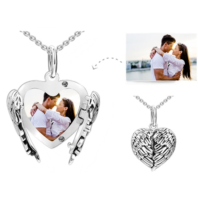 

Heart Sublimation Blanks Angel Wing Love Heart Necklaces Custom Lockable Photo Blank MDF Printable Pendant for Women Fy4418 T0401