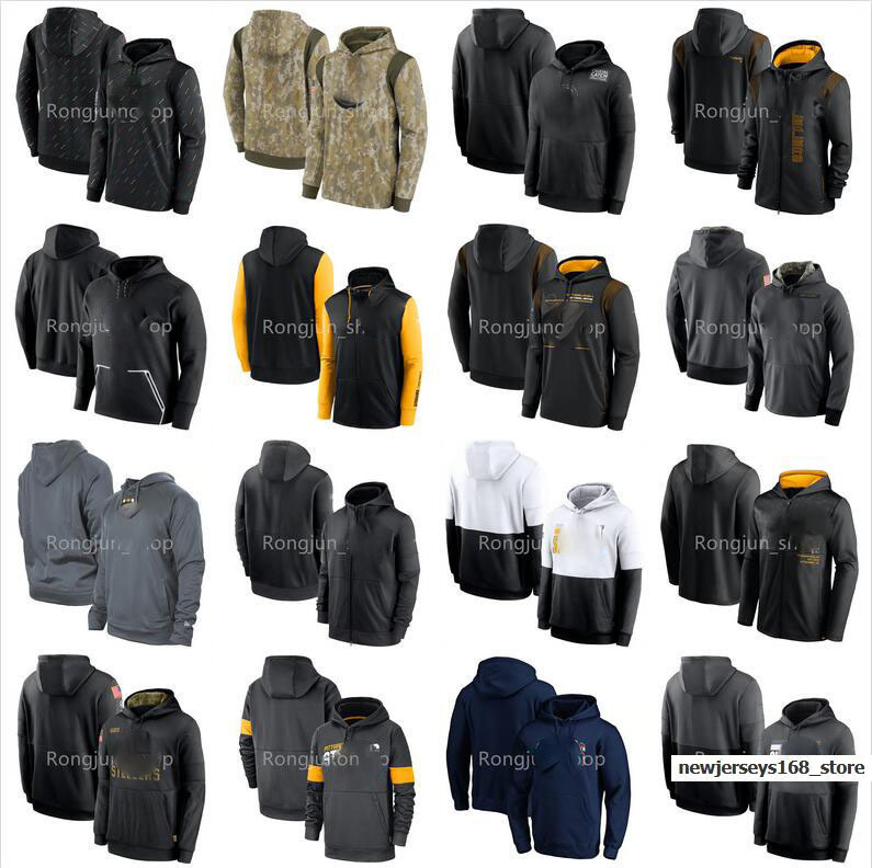 

Top Pittsburgh Mens Football Sweatshirt 2021 Salute to Service Sideline Crucial Catch Therma Performance Pullover Hoodie Steeler, Picture