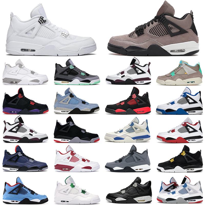 

Top Quality mens womens Basketball shoes 4 4s jumpman Desert Moss Red Thunder Lightning University Blue White Oreo Taupe Haze Black Cat men trainer outdoor sneakers, Bubble bag