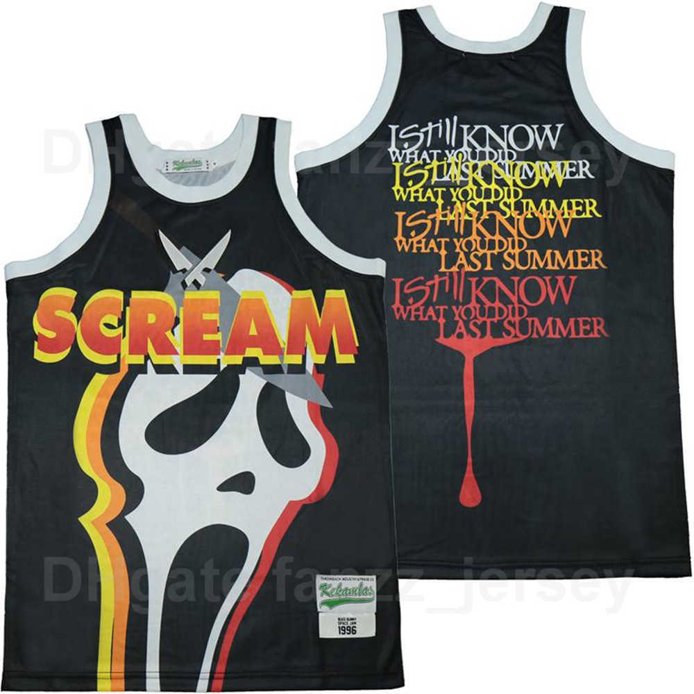 Film Scream Basketball Maillots Homme Je sais encore ce que tu as fait l'été dernier Hip Hop Respirant Couleur de l'équipe Noir Pur coton Pour le