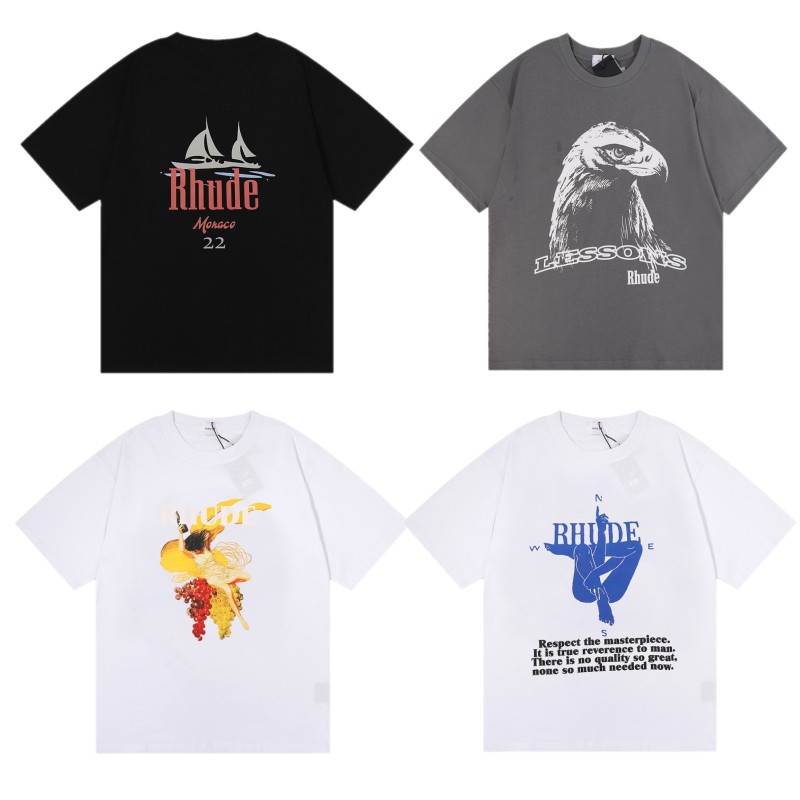 

mens t shirt Rhude T-Shirts eagle printing Top for Men Women Fashion Short Sleeve Tee shirt Cotton Tees Crew Neck, Color3