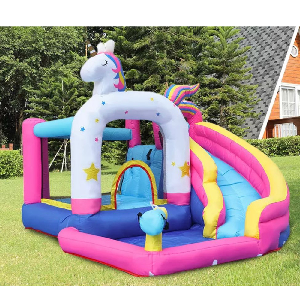 

Commercial Colorful Unicorn Inflatable Bouncy Castle Water Slide Combo Moon Kids Bounce House For Sale From China