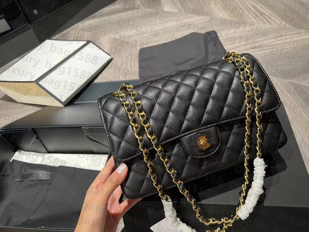 

Designer women bag CF1112 Caviar chain crossbody bag imported cowhide diamond pattern 2022, Black