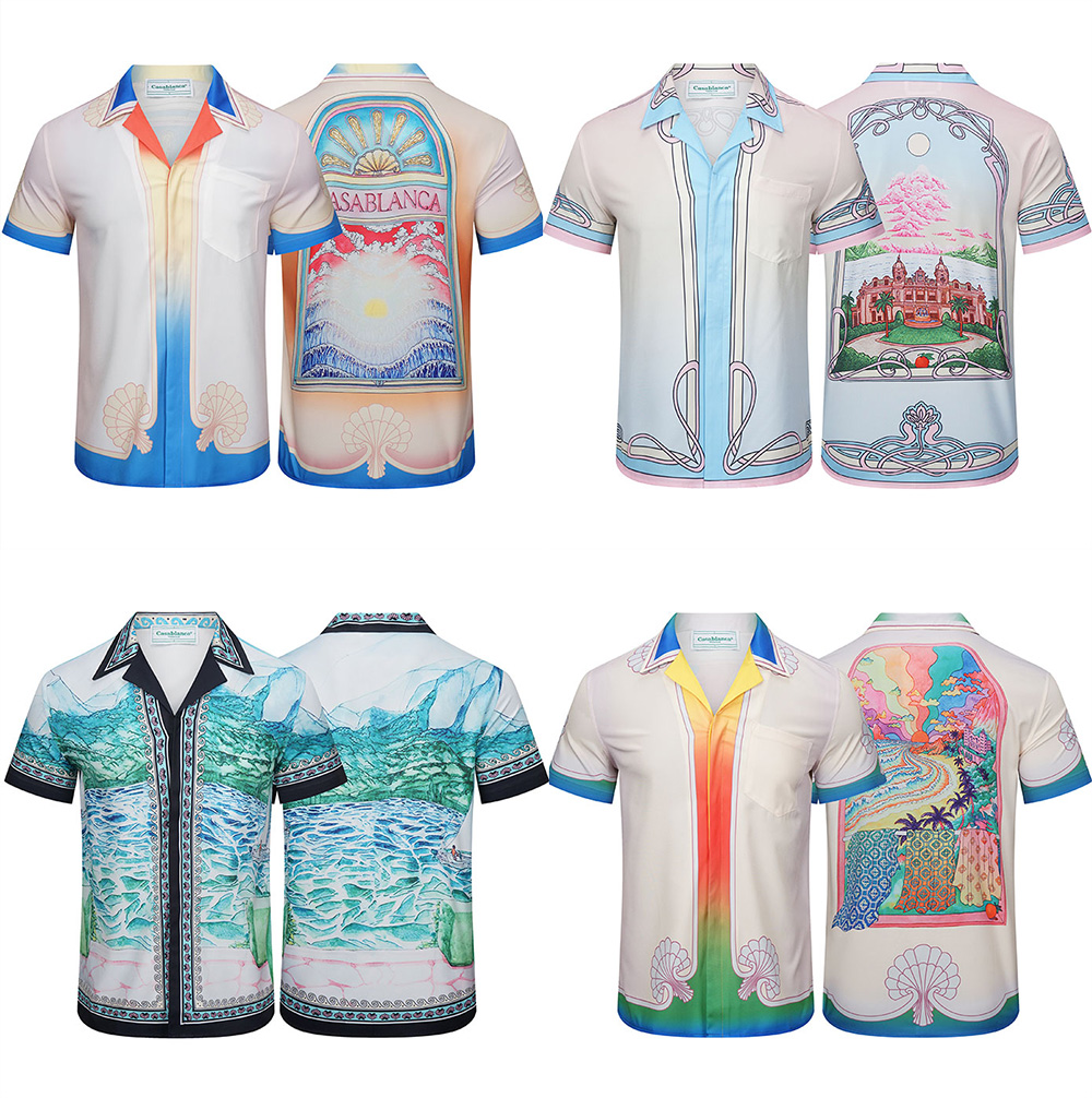 

casablanca designer shirt men's summer new high-grade printed cotton short sleeve Lapel T-Shirt, Customize