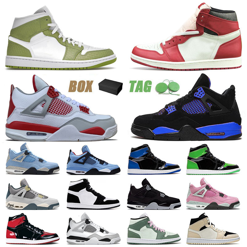 

Jumpman 1 4 Mens Womens Designer Basketball Shoes Chicago Reimagined 1s Panda Bred Blue Thunder 4s IV Peach Sports Sneakers Trainers Size 13 Eur 36-47, 36-46 high og dark mocha