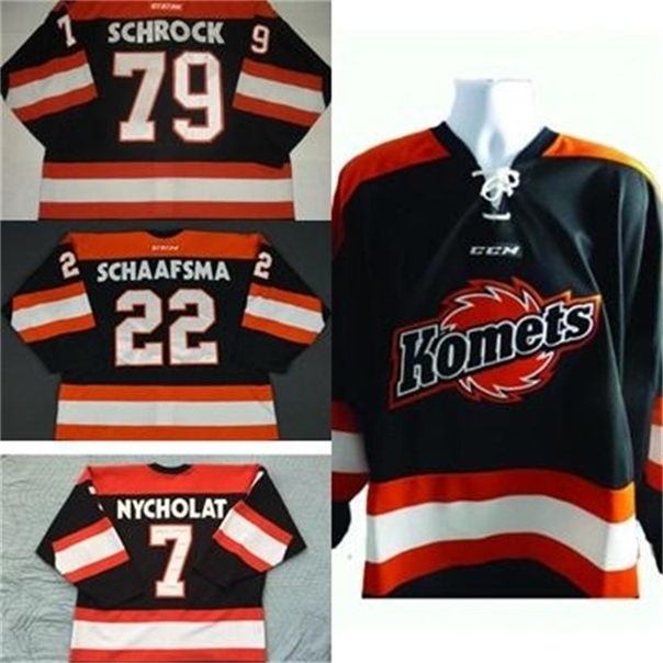 

C26 Nik1 Mens Womens Kids Customize ECHL Fort Wayne Komets 79 Kayleigh Schrock 22 Jamie Schaafsma 100% Embroidery Cheap Hockey Jerseys Goalit Cut, 7 daniel nycholat