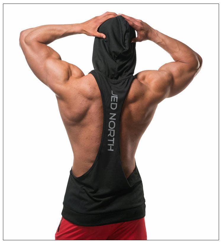 

Men's Tank Tops Summer Men's Fitness Hooded Sleeveless Vest Quick Drying Waistcoat Top Sweatshirt Training, Black