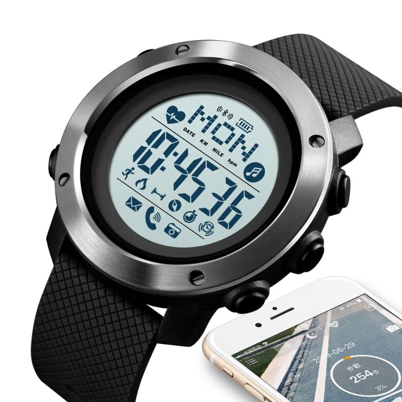 

Wristwatches SKMEI Outdoor Sports Watches Fashion Compass Digital Watch Men Bluetooth Heart Rate Fitness Relogio Masculino, Abs dial black