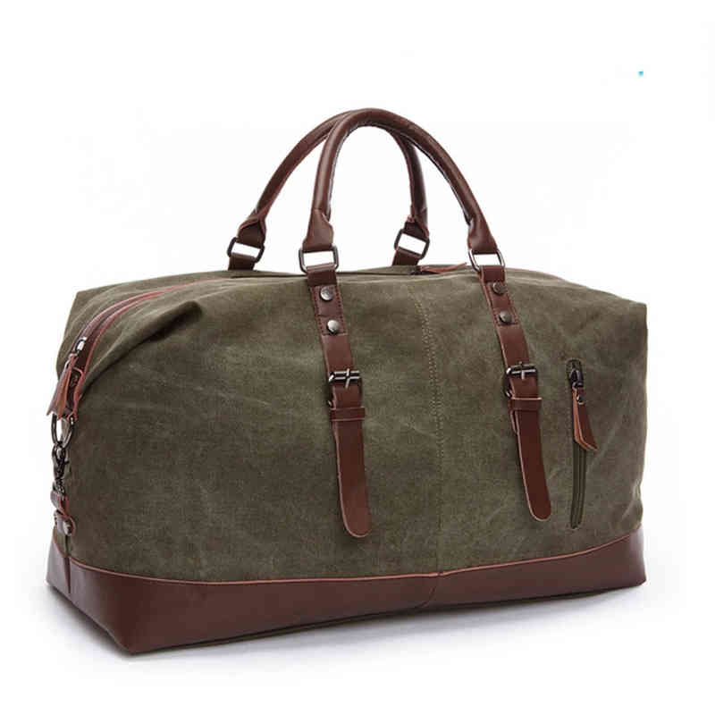 

Markroyal Fashion Canvas Travel Bag Leather Large Capacity Vintage Luggage Bags Casual Vintage Simple Tote Bag Dropshipping 220611, Coffee large