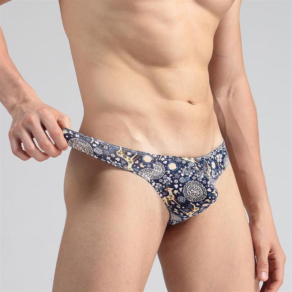 

Men Sexy Briefs Transparent Personal Cotton Printed Briefs Bikini G-string Thong Jocks Tanga Underwear Shorts Exotic T-back S923257x, Black