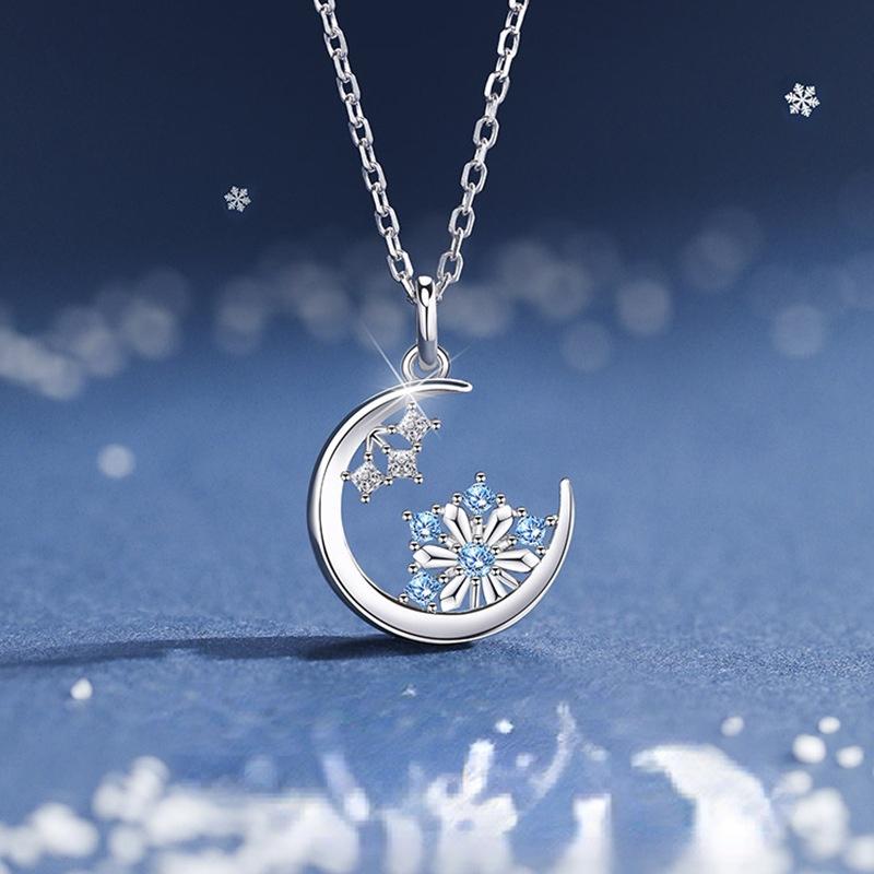 

Chains Necklace 2022 Fashion Stars Moon Charm Snowflake Delicate Clavicle Rhinestone Chain For Women JewelryChains