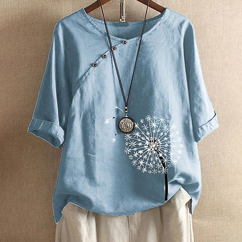 

Women's Blouses & Shirts Plus Size Blue Tunic Tops For Women And Shirt Blusas Feminina Verao 2022 Elegantes Short Sleeve Clothing