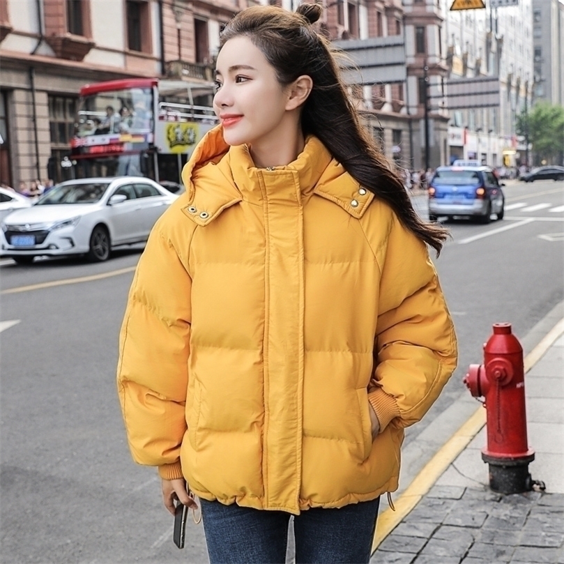 

cotton-padded jacket ins super fire cotton-padded jacket women' short Korean style loose winter jacket bread suit 201127, White