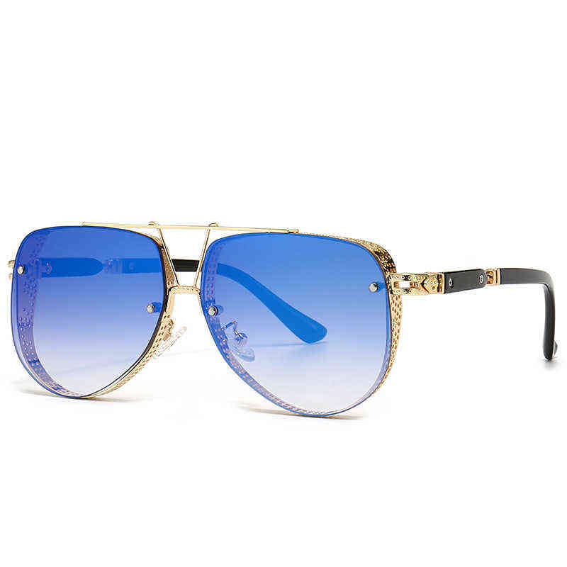 

Sun glass New fashion sunscreen men's large frame metal sunglasses sense popular Sunglasses Women
