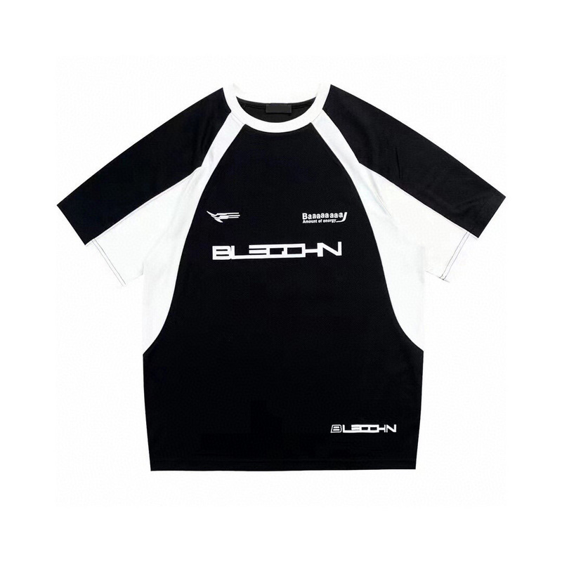 

2022 Spring Summer Europe Paris Black White Patchwork Tee Mesh T shirt Men Women high quality fashion cotton Tshirt