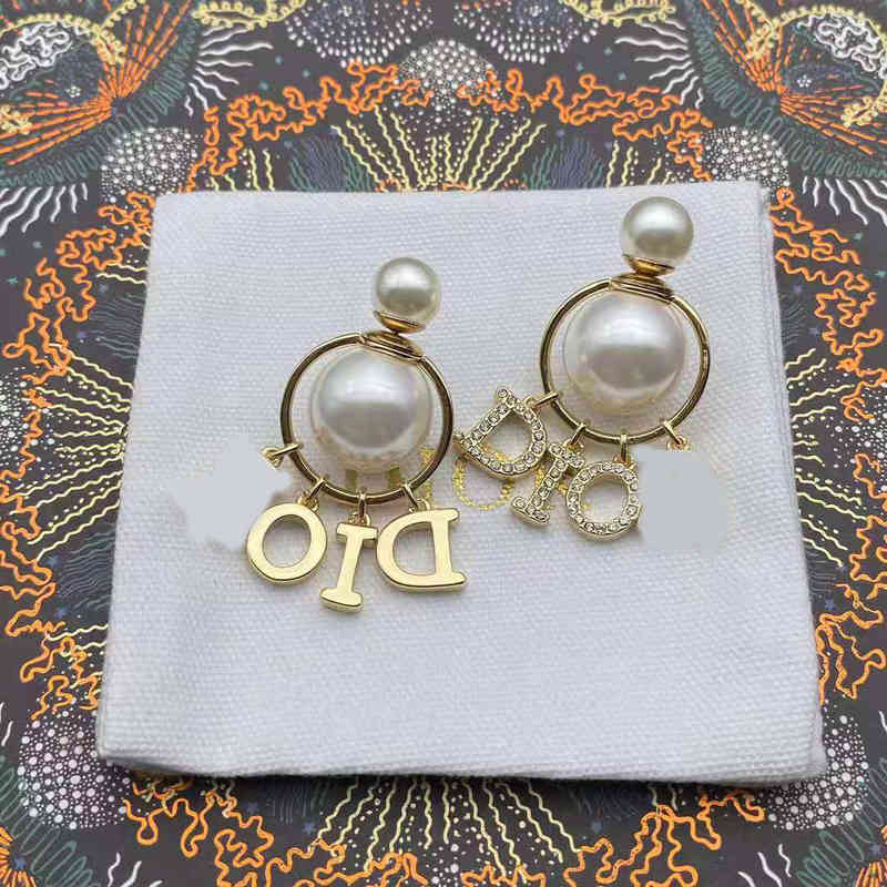 d Family / Dijia c Letter Size Pearl 2021 New Red Same 925 Silver Needle 2022 Tide Brand Fashion Design Necklace Bracelet Ring Stud Earrings