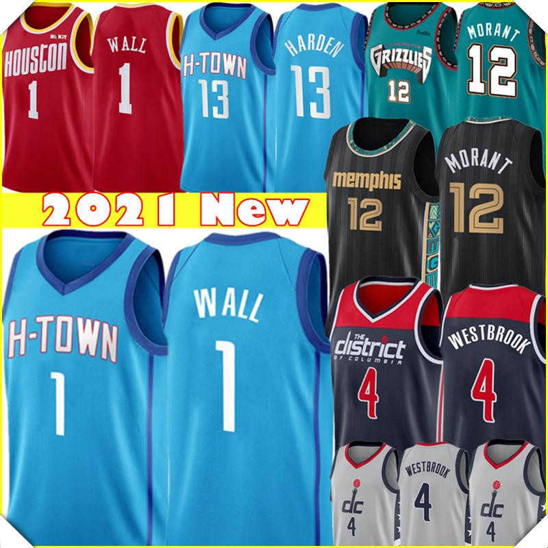 

1 John Jersey Wall Ja 12 Morant Jerseys Mens Russell 4 Westbrook Basketball Blue Red Black White stitched''nba''Jerseys, New