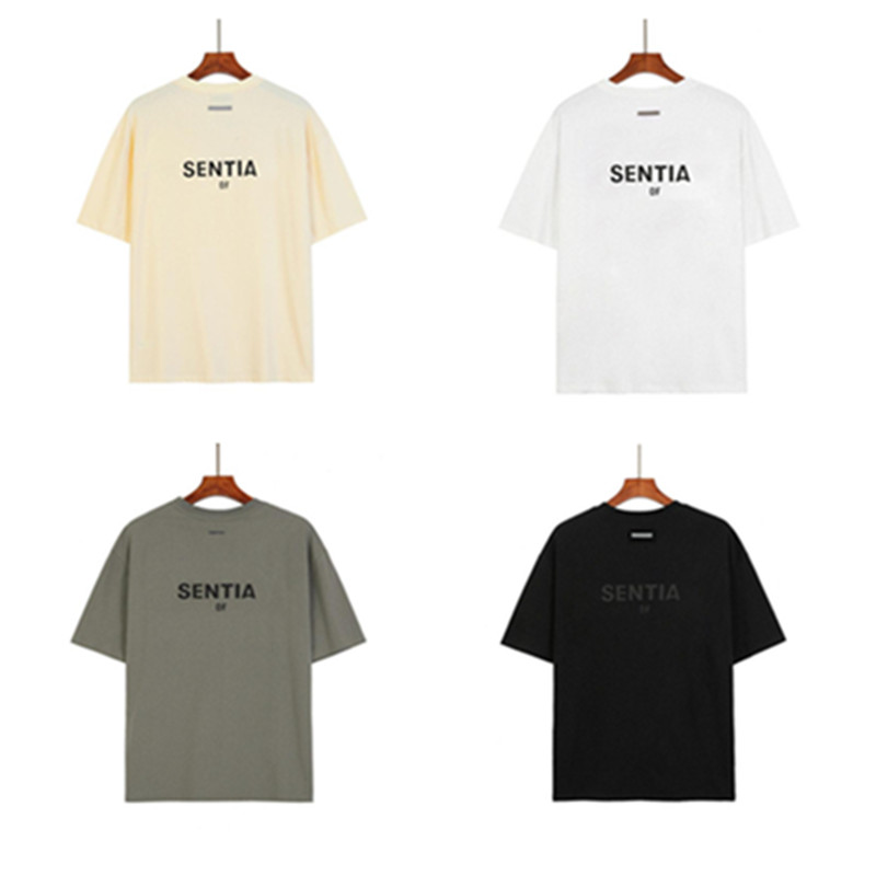 

Men's T-Shirts Original essentials short sleeve men's T-shirt fashion brand loose fog high street women's summer style gray label on the back, A005