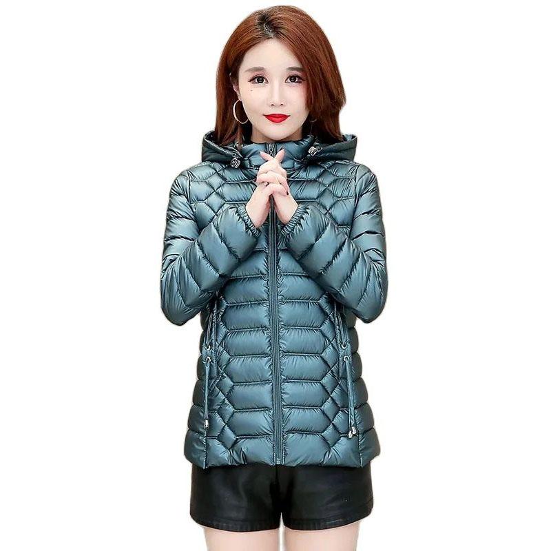 

Women's Trench Coats Woman Autumn Winter Padded Hooded Jacket Down Cotton Female Overcoat Slim Jackets Coat Portable Parkas 5XL, Red