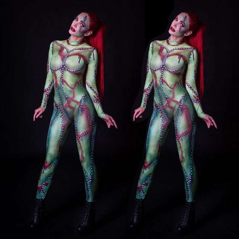 

Women' Jumpsuits & Rompers Scary 3D romper for Halloween costume Ball FC711, As pic