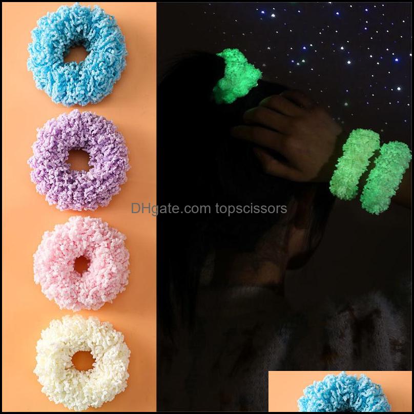 

Hair Accessories Tools Products Girls Fluorescent Luminous Scrunchies Hairband Ponytail Holder Headwear Glow In The Dark Elastic Bands Sol