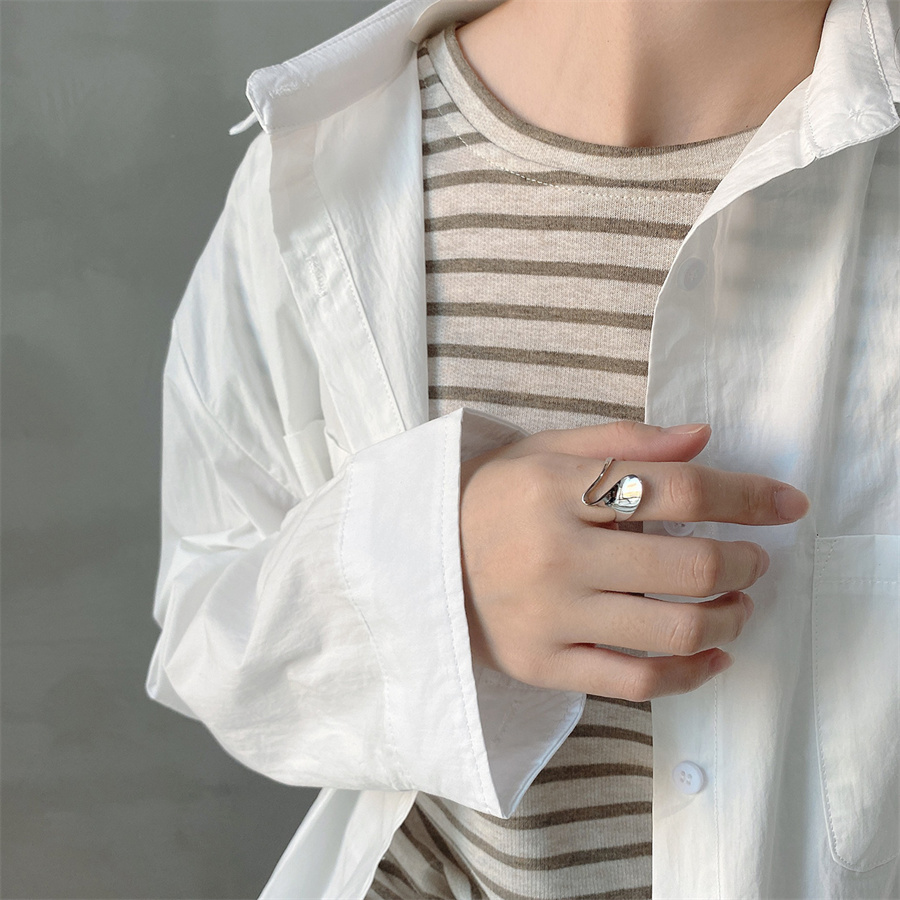 

Korean Version 925 Sterling Silver Irregular Twisted Ring Female Niche Minimalist Design Ins Net Red Fashion All-Match Jewelry