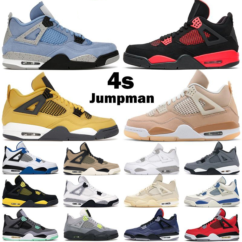 

high quality men women basketball shoes jumpman 4s 4 Shimmer Red Thunder Desert Moss Taupe Haze University Blue White Oreo Black Bred mens trainers sports sneakers, #44