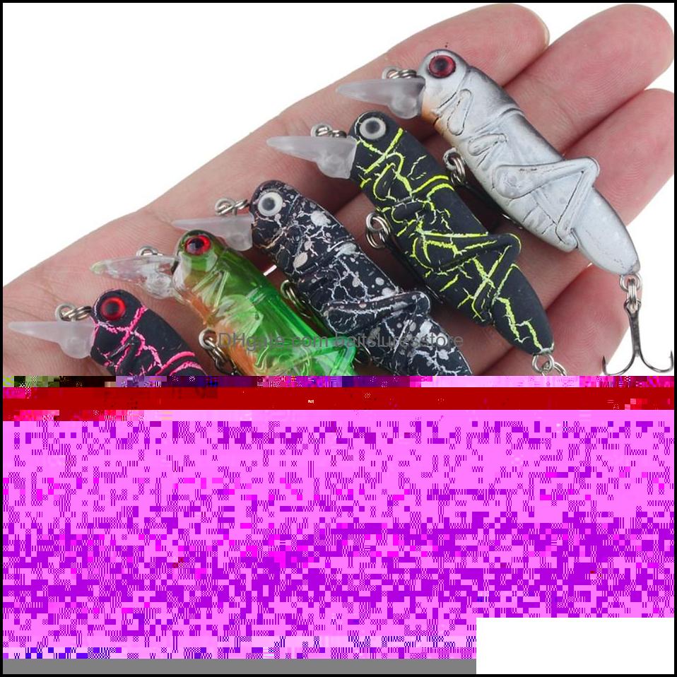 

Baits Lures Fishing Sports Outdoors Mixed 5 Color 5.5Cm 3.5G Grasshopper Hard 8# Hook Hooks Fishhooks Artificial Plastic Bait Pesca Access