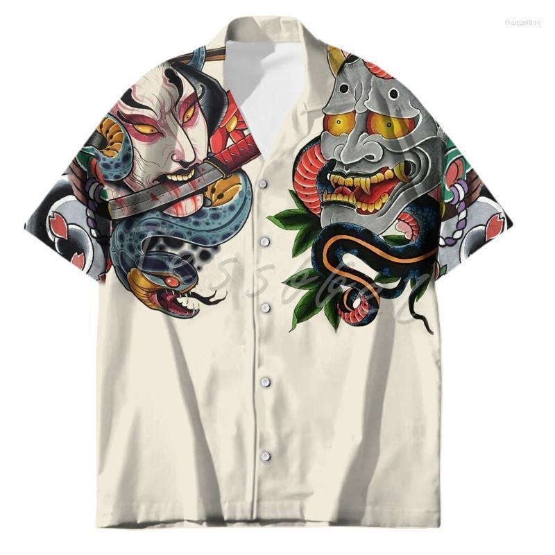 

Men's Casual Shirts Samurai Japan Tattoo 3D Print Men Hawaiian Beach Shirt Fashion Summer Harajuku Oversize Streetwear S35, Hawaii shirt