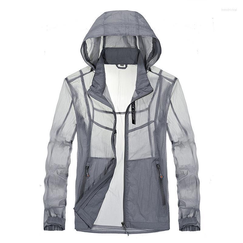 

Men's Trench Coats Men Skin Coat Translucent Breathable UV Protection Outdoor Sports Camping Shirt Sun Clothes 5Colors Kend22, Dark grey