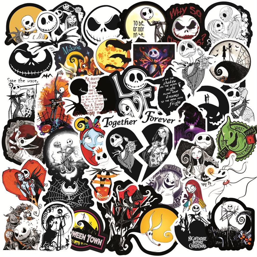 

50pcs Nightmare Before Christmas Halloween Movie Sticker fans anime paster Cosplay scrapbooking phone laptop decoration216m