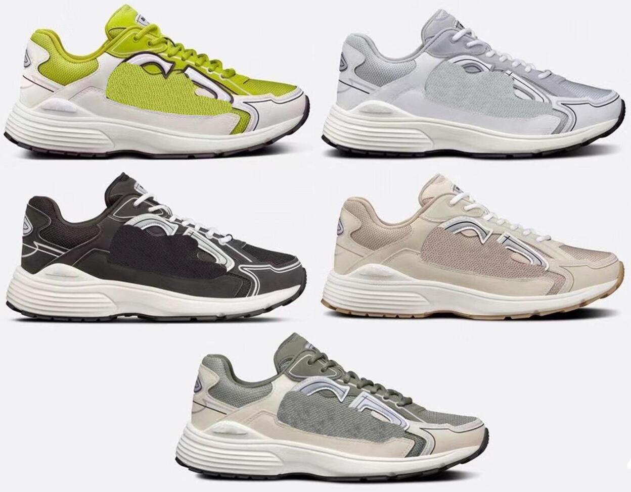 

Authentic Designers Outdoor Shoes Oblique Technology Grey Technical Mesh Calfskin Vintage Chunky Sports Sneakers Runner Trainers Lace-up HOMME With Original box