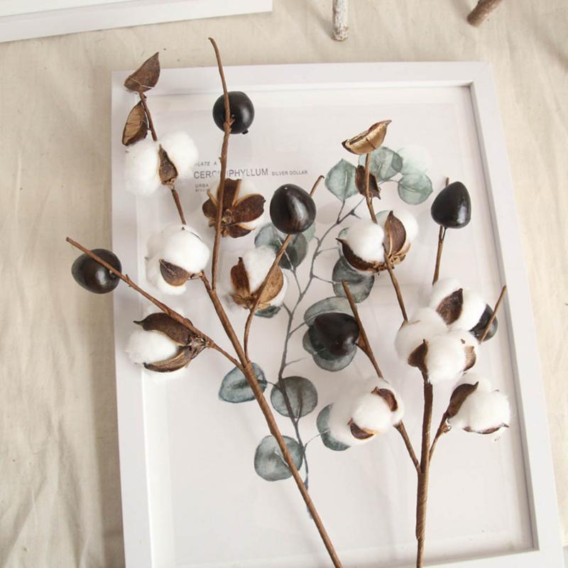 

Decorative Flowers & Wreaths 2022 Artificial Naturally Dried Cotton Stem Farmhouse Flower Filler Floral Home Decor