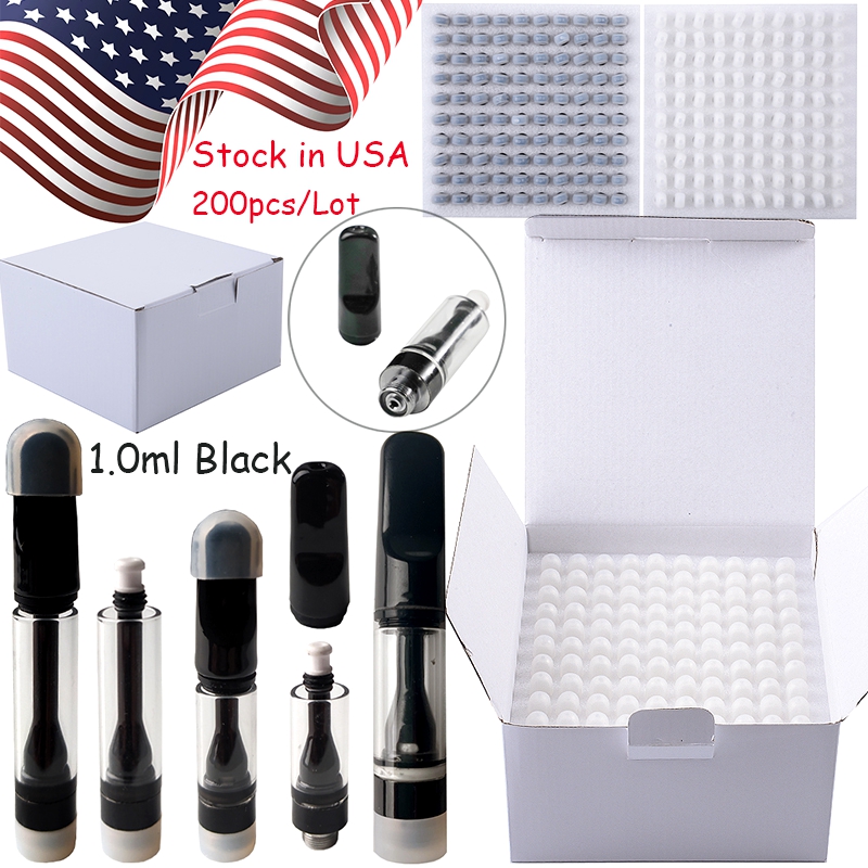 

USA Stock 1.0ML Black Full Ceramic Coil Vape Cartridges Atomizers Carts Screw In Packaging Vapes Pen 510 Thread Electronic Cigarette Snap Oil Dab Wax Vaporizer