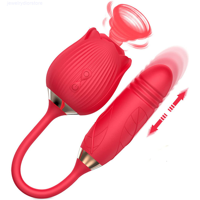 Penis Cock Vibrator Massager Toy for Rose Women,clitoral Sucking with Ball Vibrating Egg g Spot Dildo Clitoris Stimulator,2 in 1 Vaginal Anal Plu