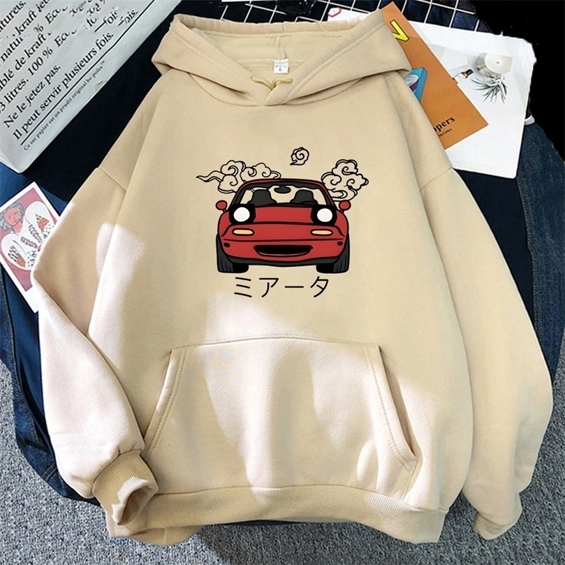 

Anime Initial D Hoodie JDM Japanese Automotive Miata MX5 Printed Hoody Women Crewneck Sweatshirts Men Long Sleeve Pullover Tops 220813, White 1