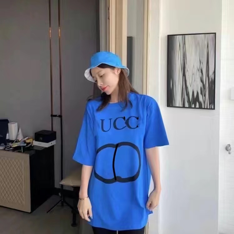 

T-shirt Women Casual loose round neck pure cotton short sleeve Men's and Women's lover's top European and American trend T-shirts, #12