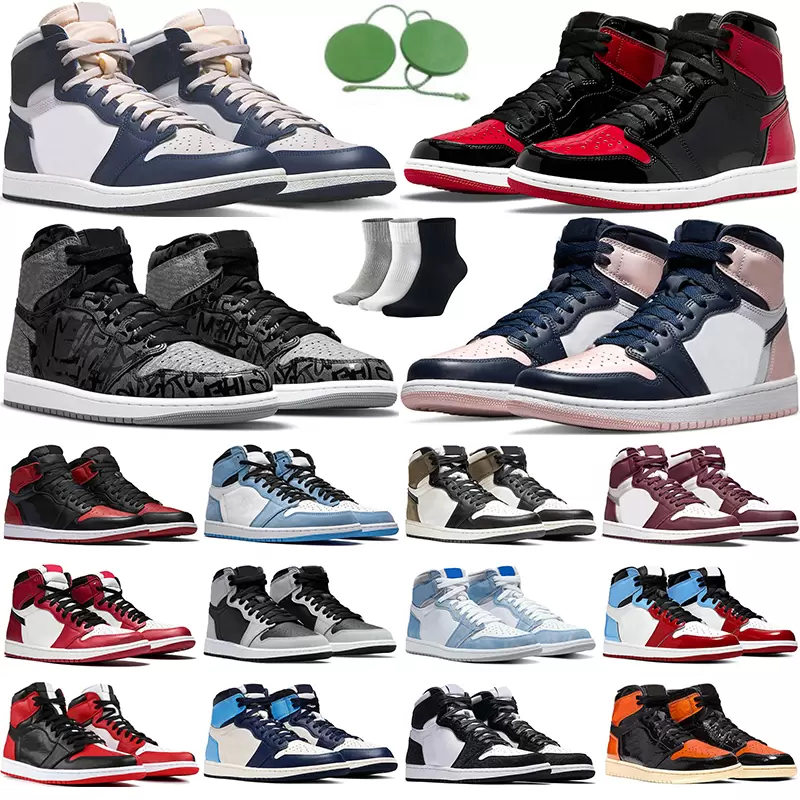 

Basketball Shoes 1 1s trainers High 85 Georgetown Rebellionaire Bred Patent University Blue Dark Mocha Fearless Shattered Backboard mens womens sports sneakers, 48