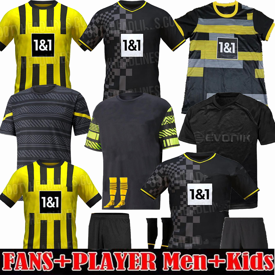 

dortmund home away 2021 2022 2023 adult Kids Soccer Jerseys sets Tracksuits HAALAND REUS NEONGELB BELLINGHAM HAZARD MALEN 21 22 23 football boys shirt with shorts, Player version