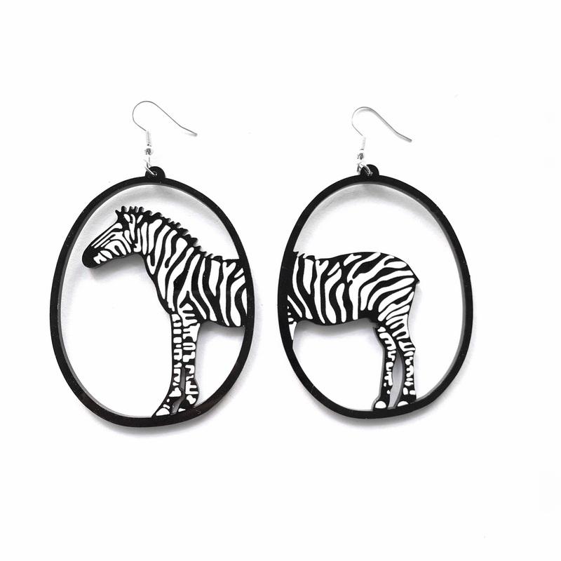 

Dangle & Chandelier Trendy Black Round With Animal Zebra Asymmetric Large Pendant Acrylic Earrings For Women Chic Fashion Jewelry GiftDangle