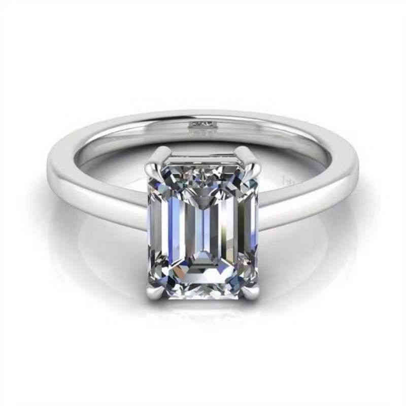 Designer Fashion Heart Ring for Woman Man Love Europe America New Electroplating Inlaid Jewelry Popular Accessories Single Diamond Square Proposa-image-764157787